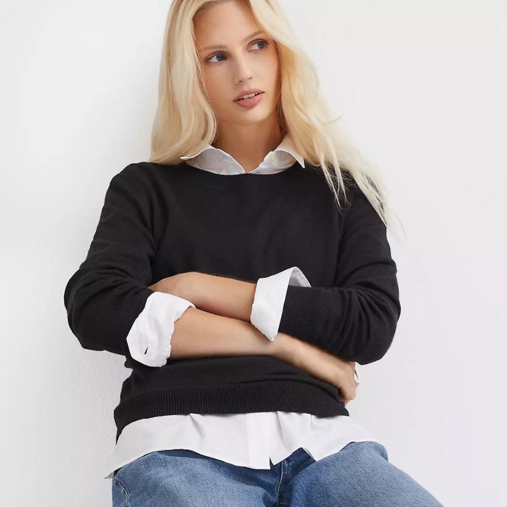 loft relaxed every day sweater - black